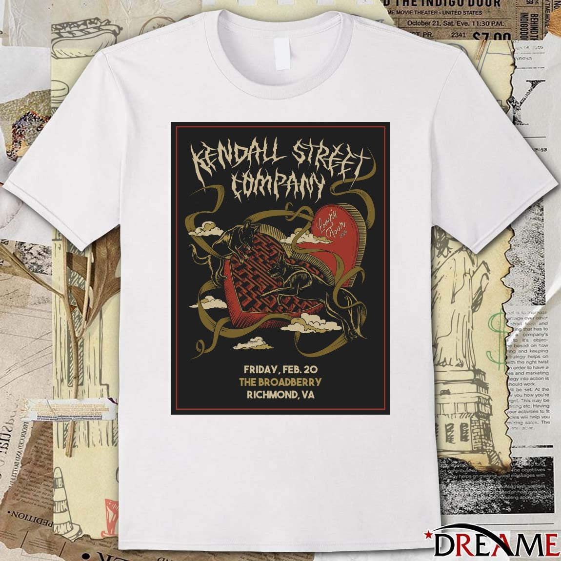 Poster Kendall Street Company Lover’s Tour Friday, February 20 2026 The Broadberry in Richmond, VA t-shirt