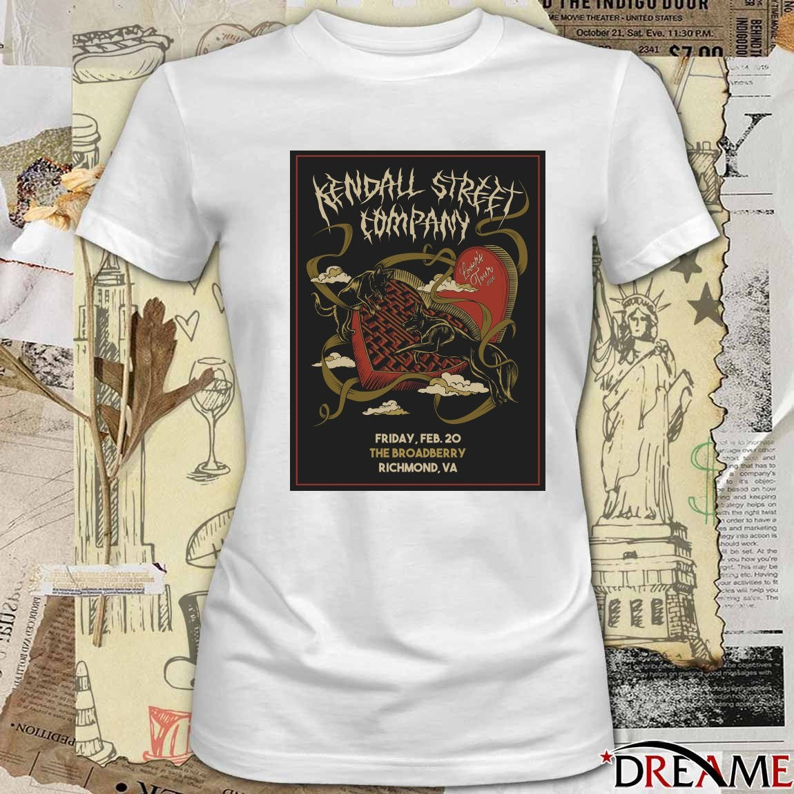 Poster Kendall Street Company Lover’s Tour Friday, February 20 2026 The Broadberry in Richmond, VA t-shirt