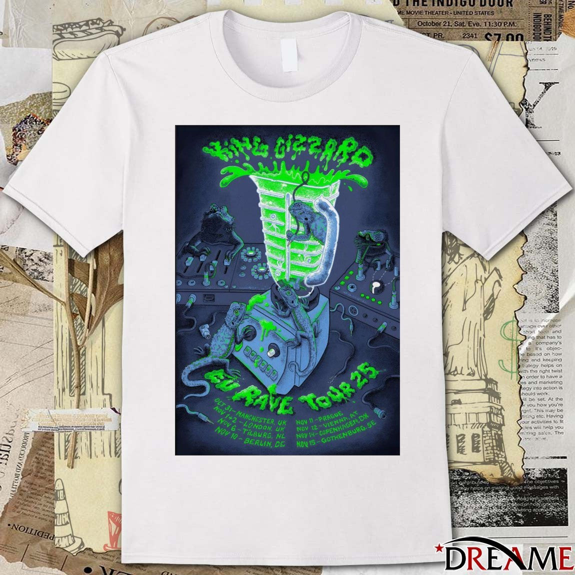 Poster King Gizzard And The Lizard Wizard EU Rave November 1 – 15 2025 Shows t-shirt