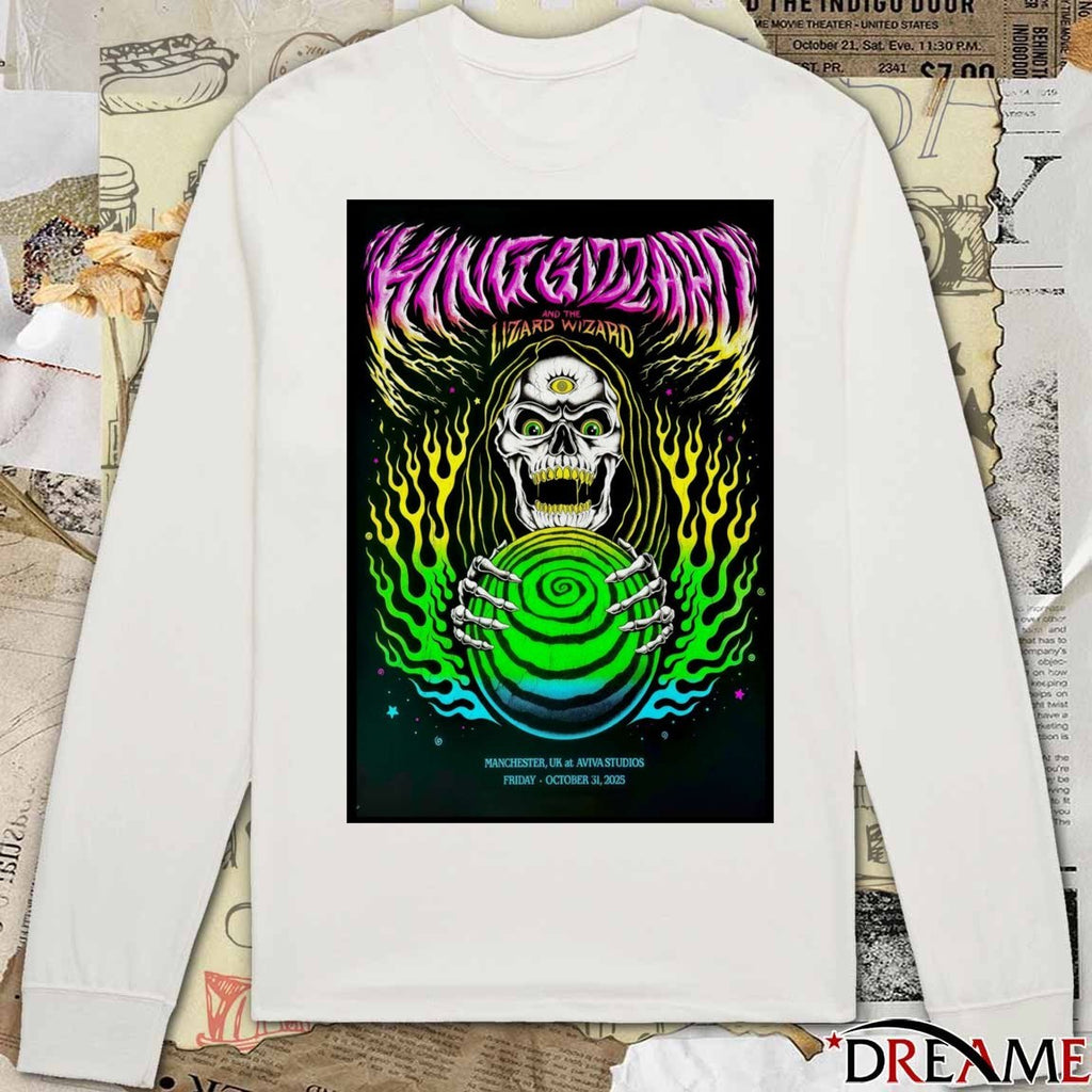 Poster King Gizzard And The Lizard Wizard October 31 2025 Manchester UK At Aviva Studios t-shirt