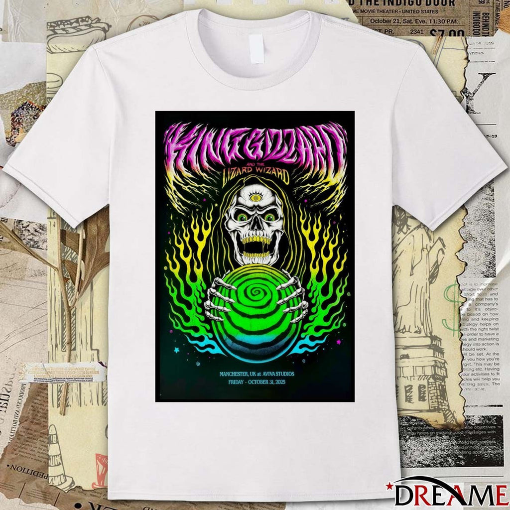 Poster King Gizzard And The Lizard Wizard October 31 2025 Manchester UK At Aviva Studios t-shirt