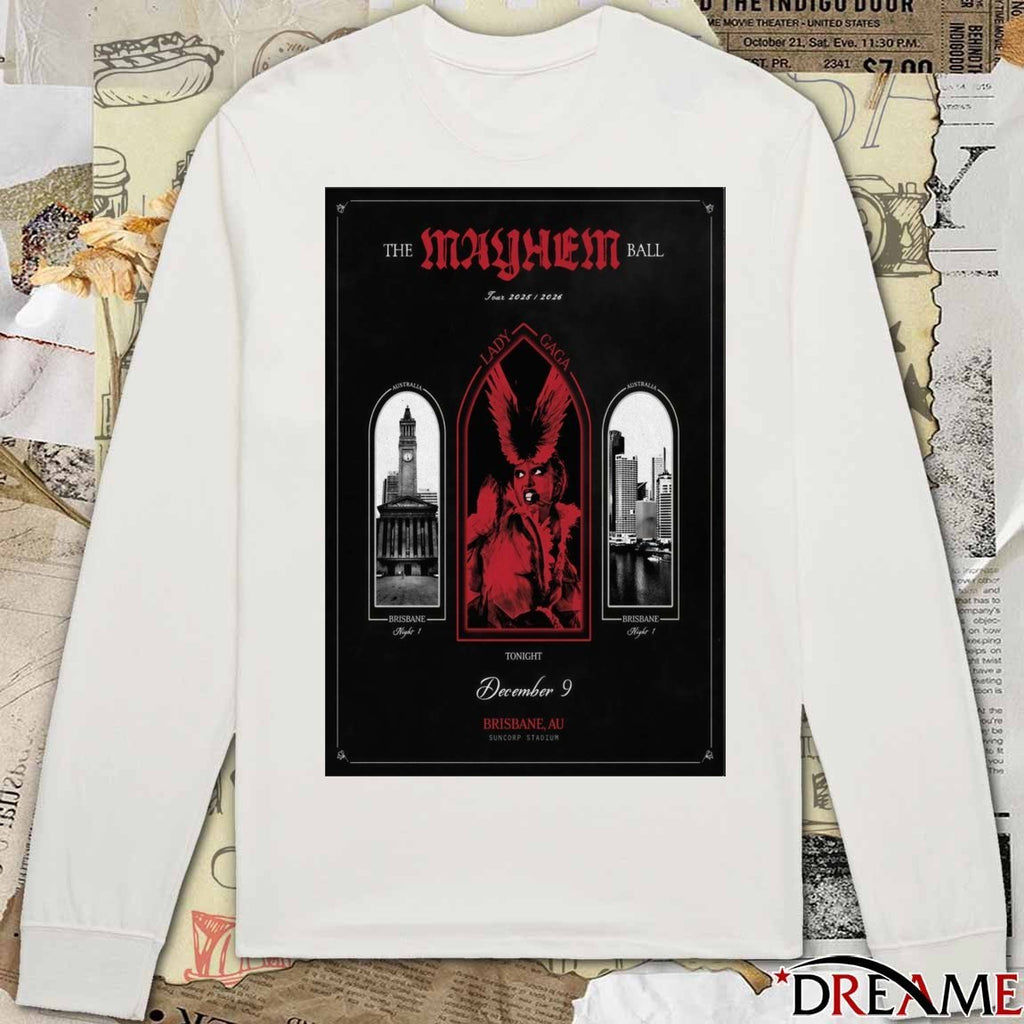 Poster Lady Gaga December 9 2025 In Brisbane AUS Suncorp Stadium t-shirt