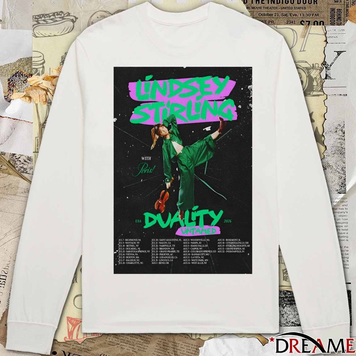 Poster Lindsey Stirling 2026 July – August Duality Untamed Tour Summer t-shirt