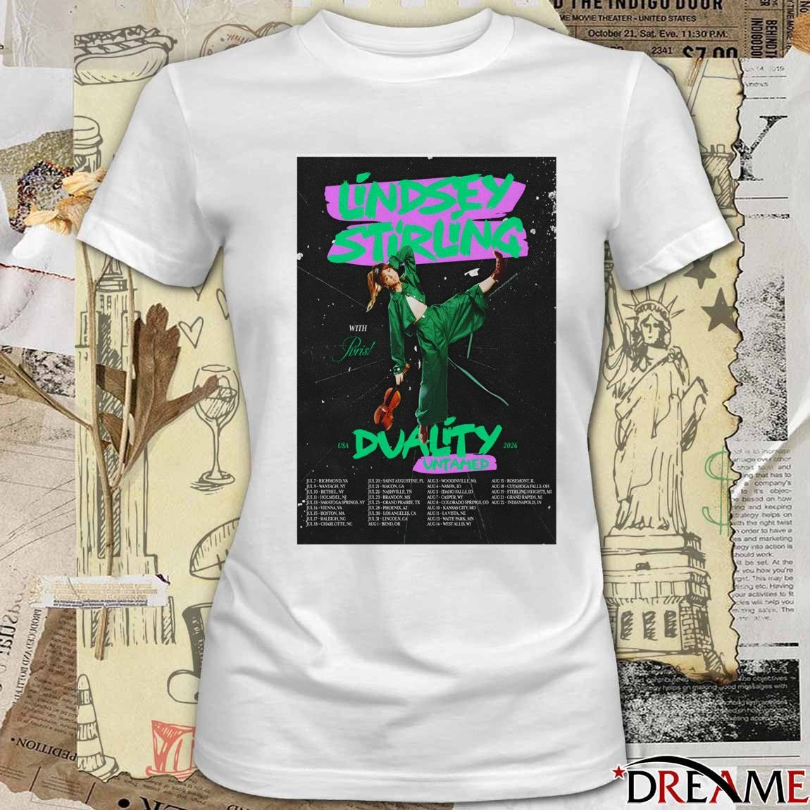 Poster Lindsey Stirling 2026 July – August Duality Untamed Tour Summer t-shirt