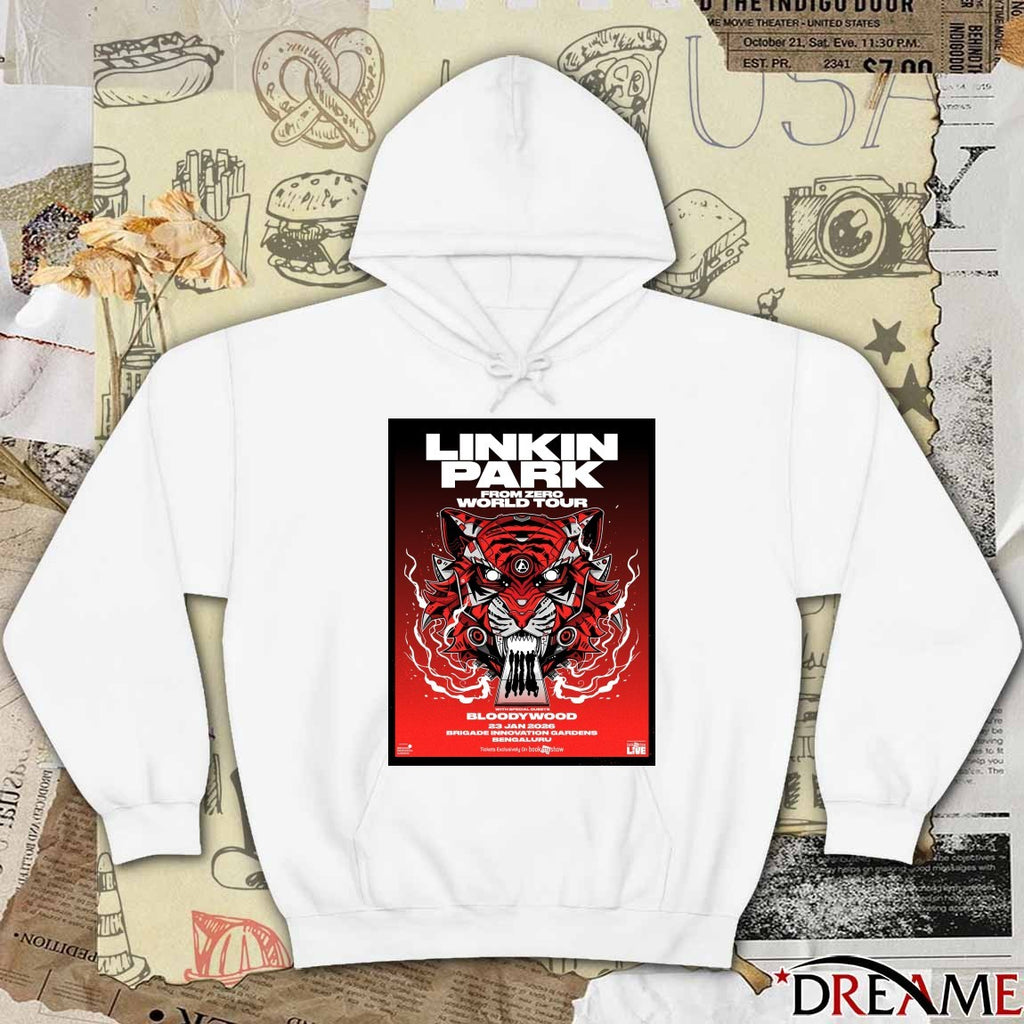 Poster Linkin Park From Zero World Tour Bloody Wood January 23 2026 Brigade Innovation Gardens Bengaluru t-shirt