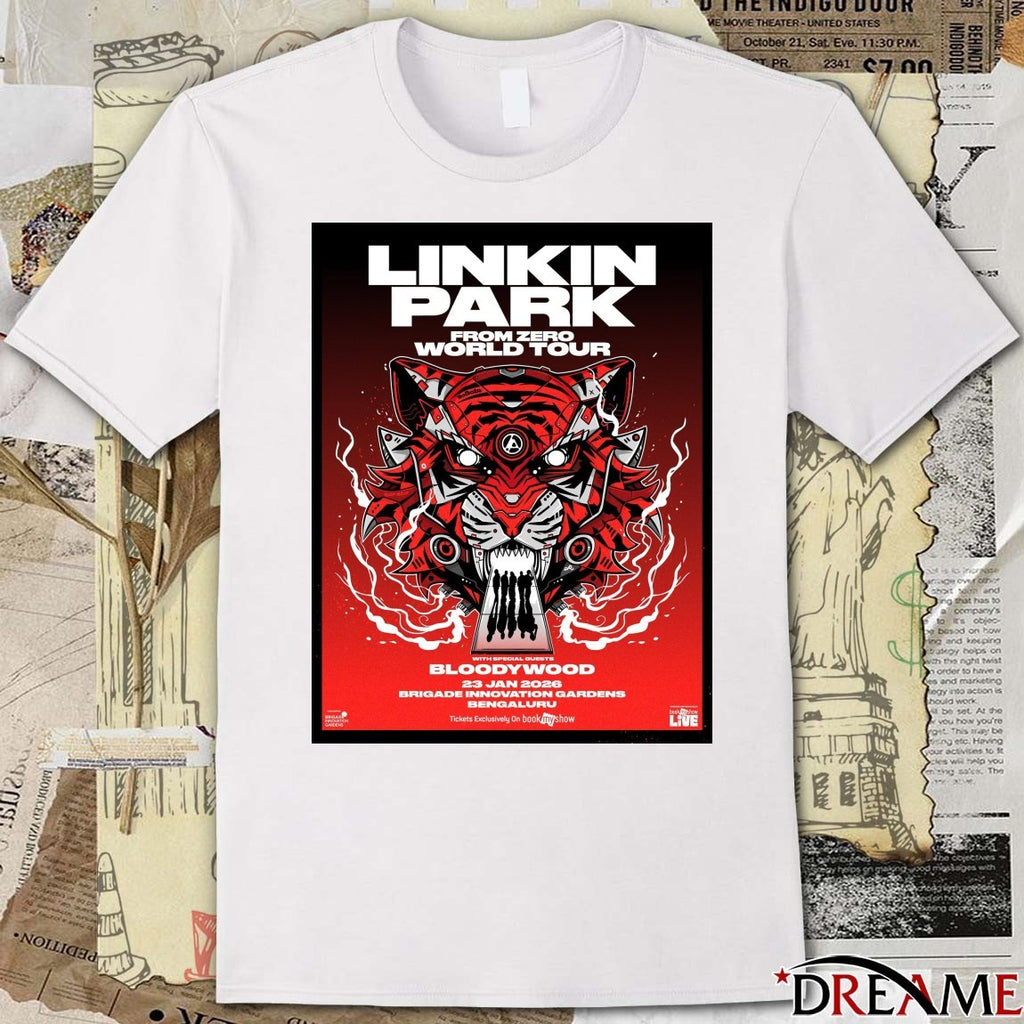 Poster Linkin Park From Zero World Tour Bloody Wood January 23 2026 Brigade Innovation Gardens Bengaluru t-shirt