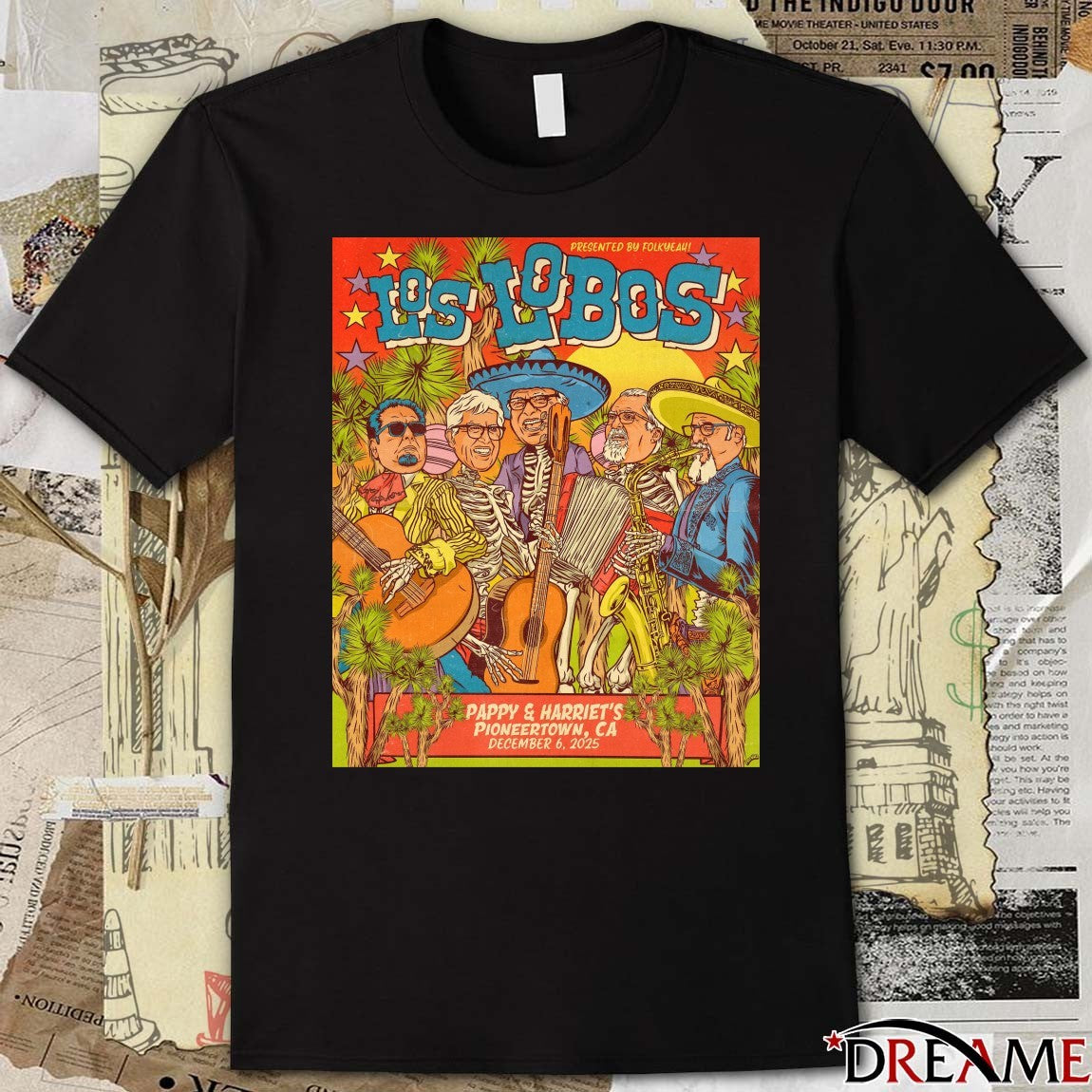 Poster Los Lobos Pappy And Harriet’s On December 6 2025 In Pioneertown CA t-shirt
