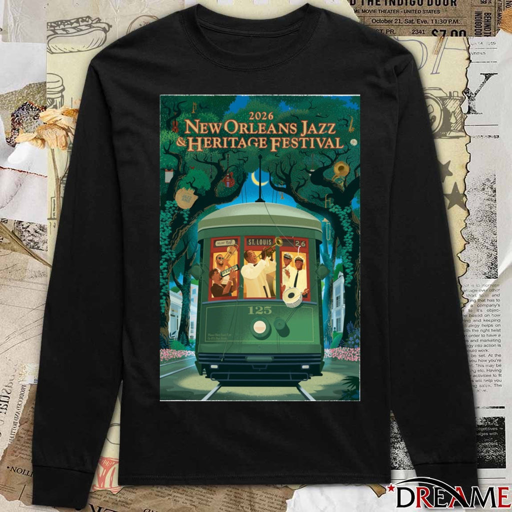 Poster New Orleans Jazz And Heritage Festival 2026 125th Anniversary Of Louis Armstrong 125th Streetcar t-shirt