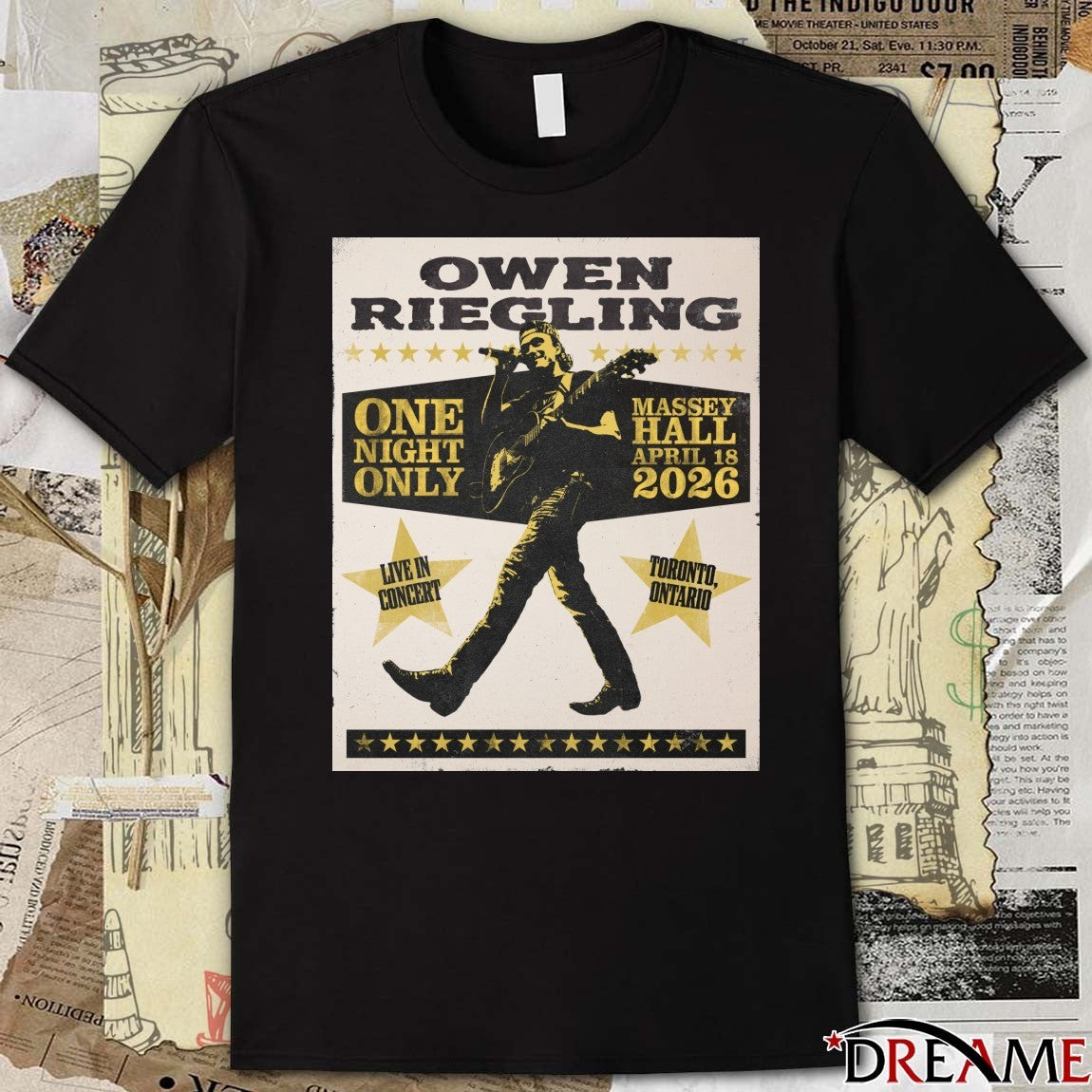 Poster Owen Riegling Massey Hall Toronto ON April 18 2026 Concert t-shirt