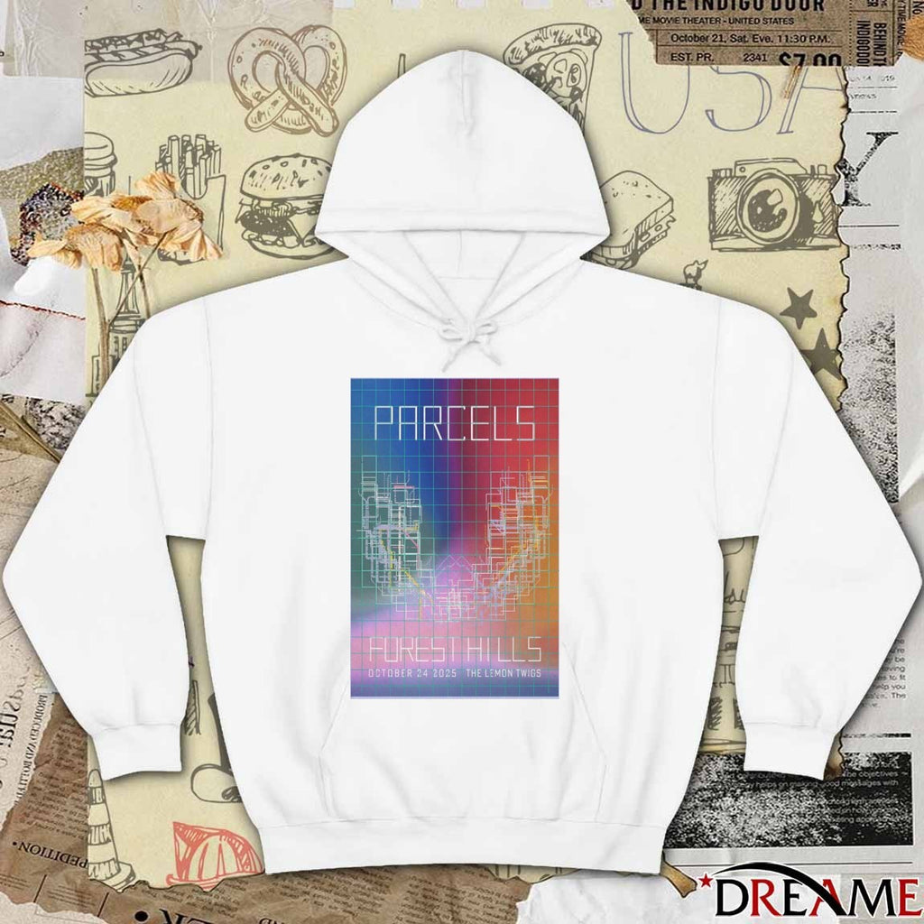 Poster Parcels Forest Hills Stadium in Forest Hills NY October 24 2025 The Lemon Twigs t-shirt