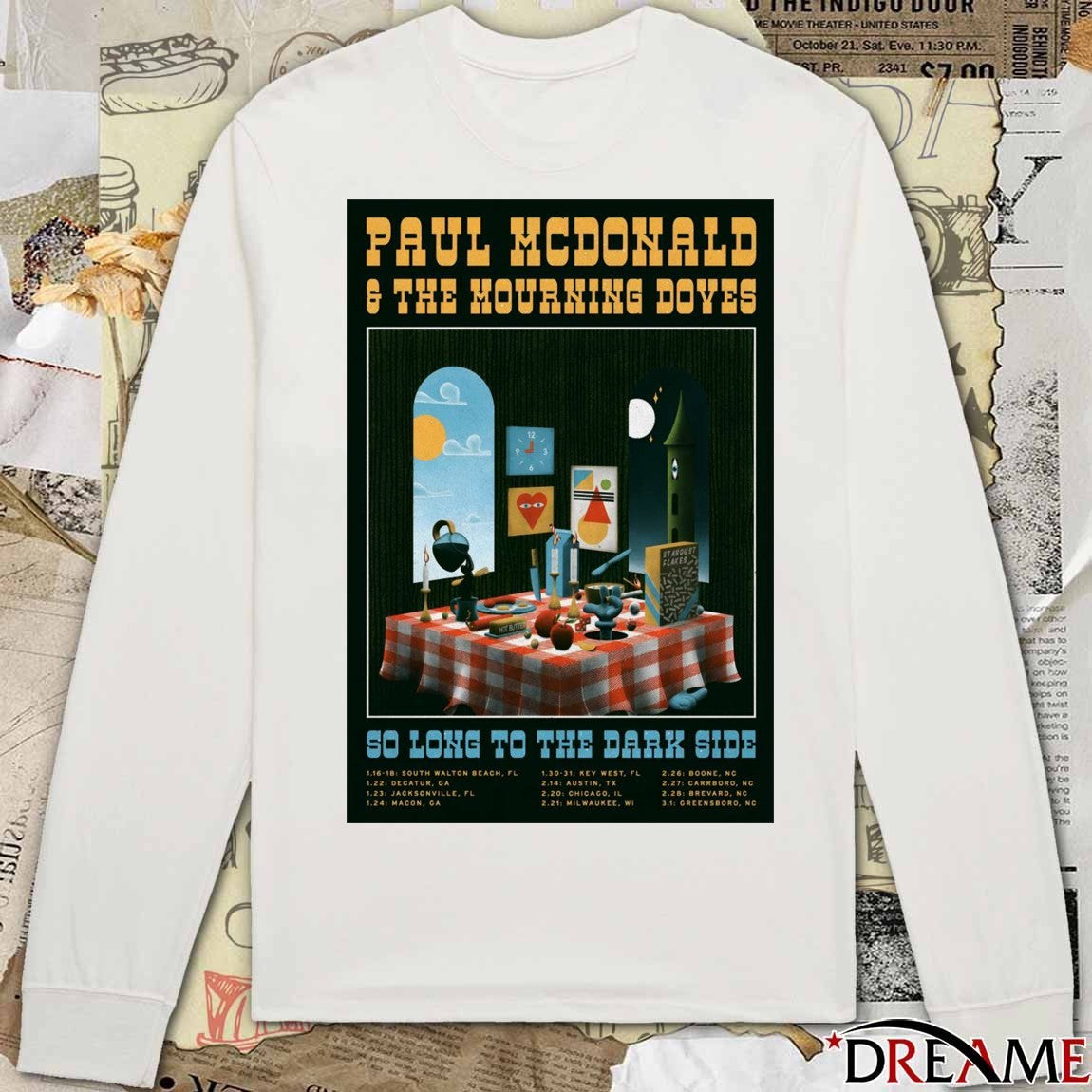 Poster Paul McDonald And The Mourning Doves So Long To The Dark Side 2026 Tour t-shirt