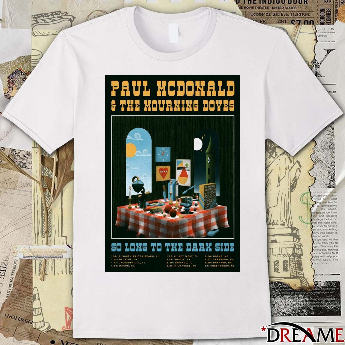 Poster Paul McDonald And The Mourning Doves So Long To The Dark Side 2026 Tour t-shirt