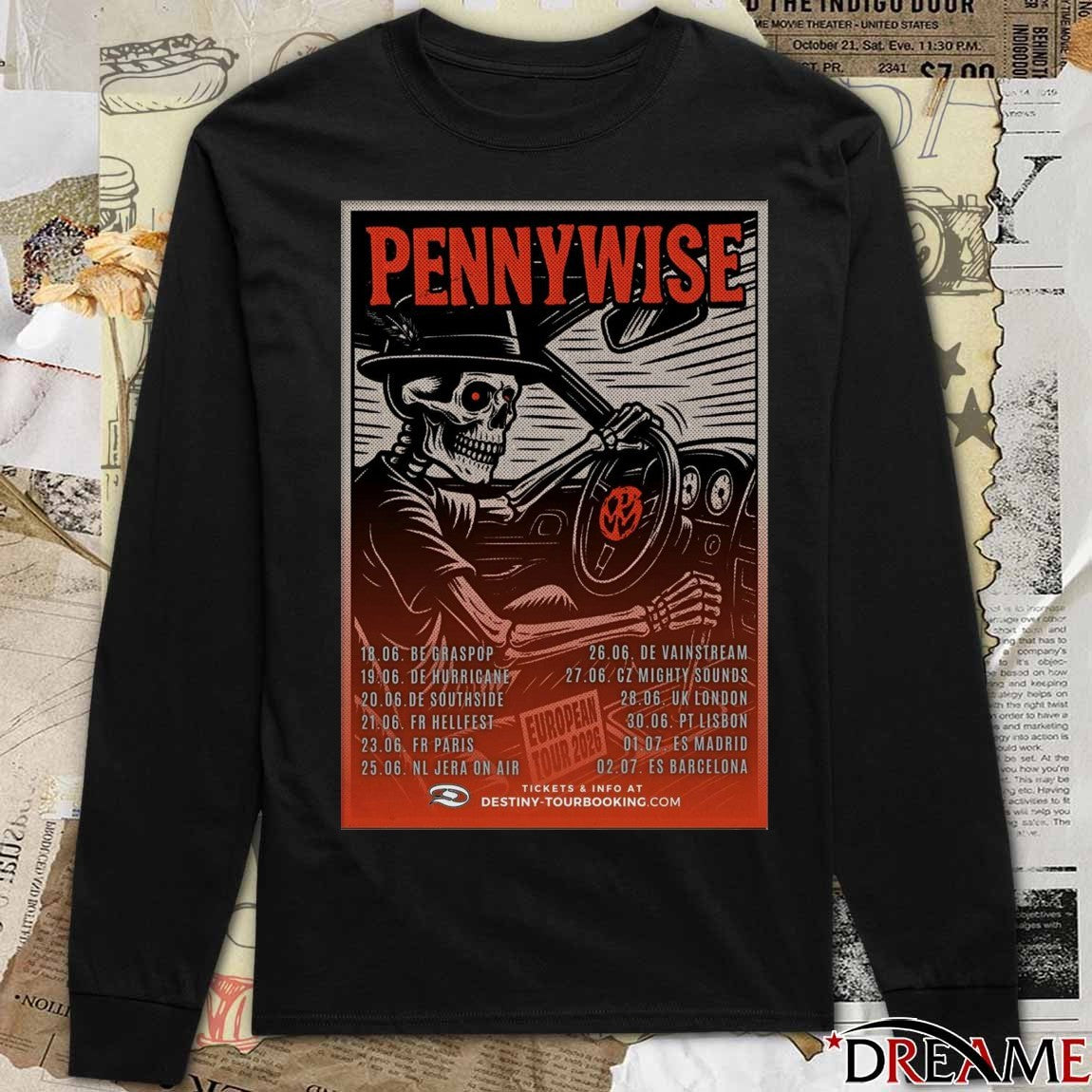 Poster PennyWise UK Tour 2026 June 18 – July 02 t-shirt