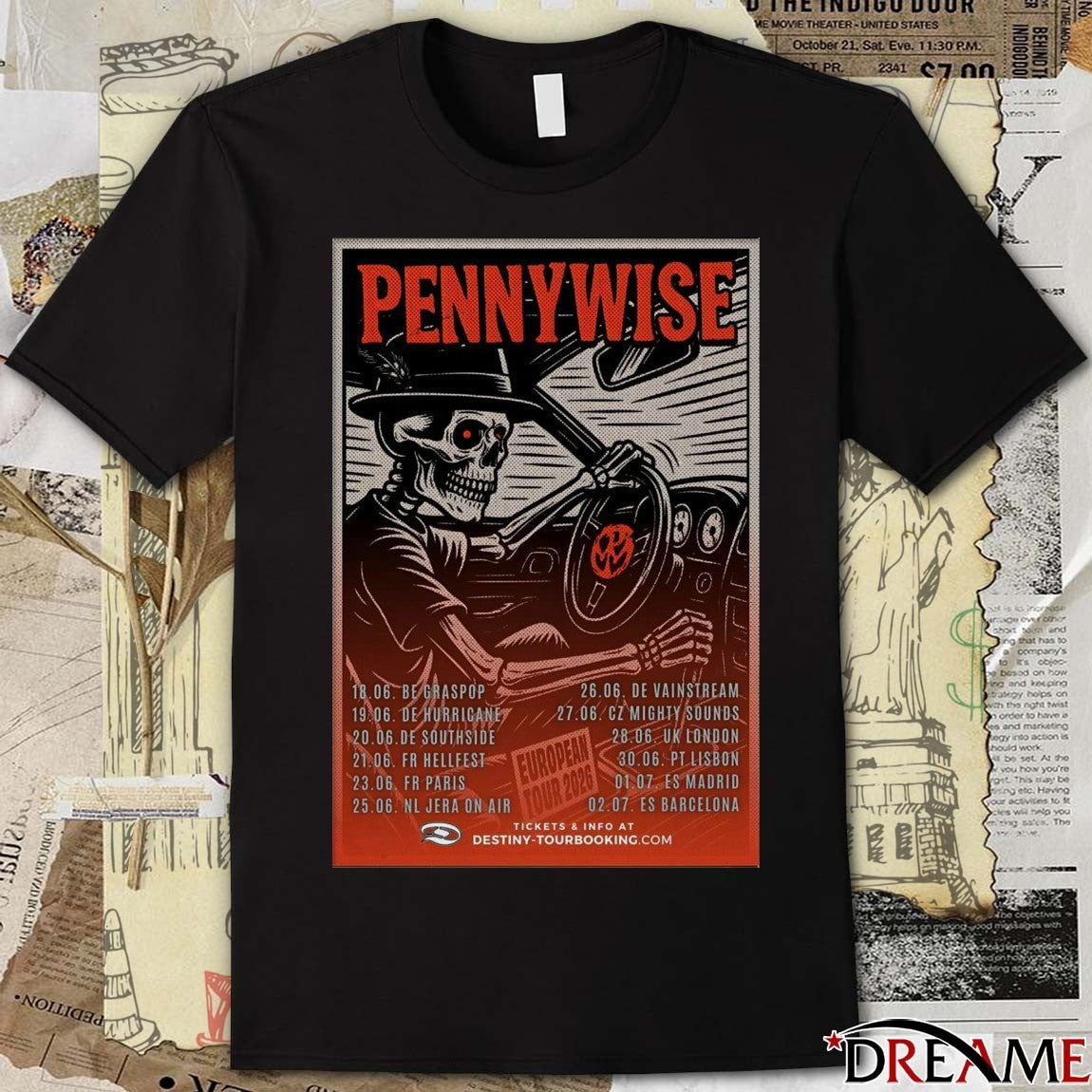 Poster PennyWise UK Tour 2026 June 18 – July 02 t-shirt