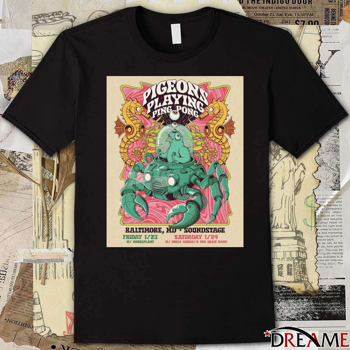 Poster Pigeons Playing Ping Pong Tour 2026 January 23-24 Baltimore MD Soundstage t-shirt