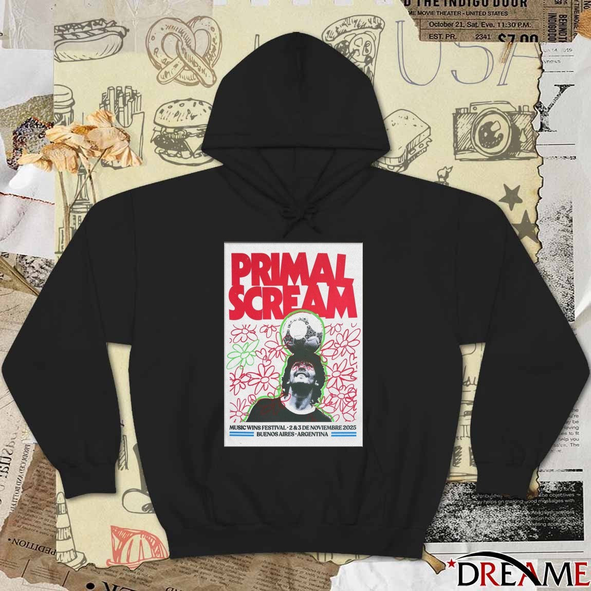Poster Primal Scream November 2-3 2025 Music Wins Festival Buenos Aires Argentina t-shirt