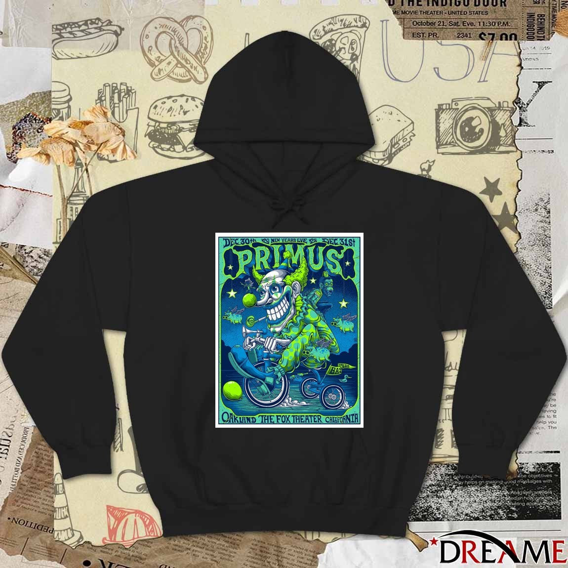 Poster Primus 2025 New Year’s Eve Shows In Oakland California At The Fox Theater On December 30 – 31 The Clown t-shirt