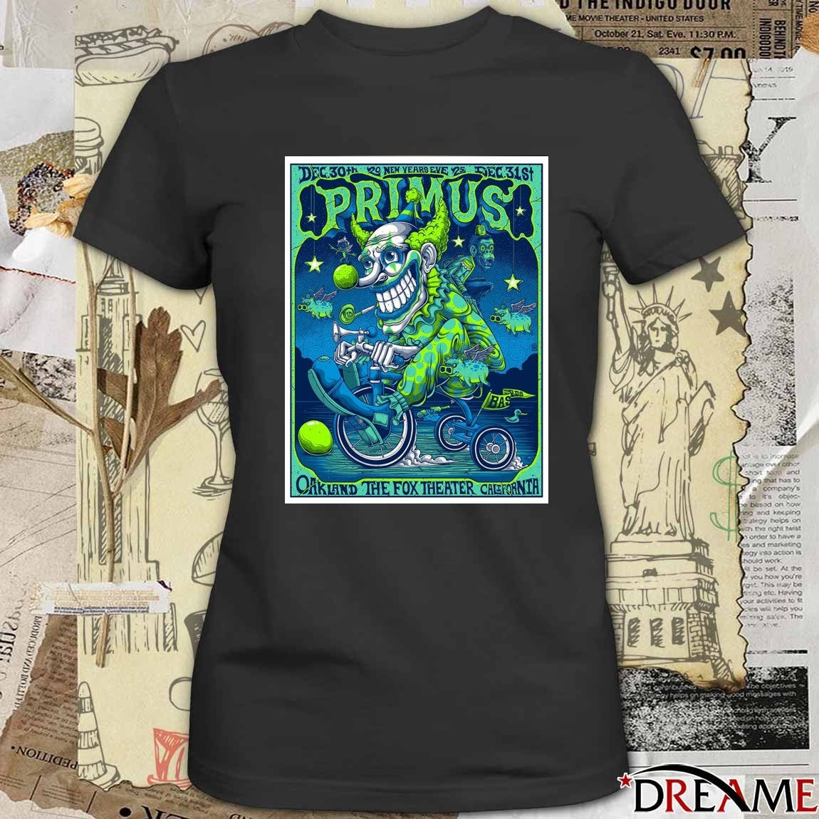 Poster Primus 2025 New Year’s Eve Shows In Oakland California At The Fox Theater On December 30 – 31 The Clown t-shirt