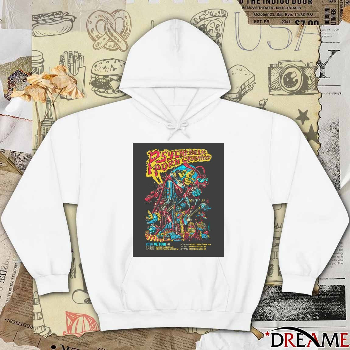 Poster Psychedelic Porn Crumpets Fall Tour 2026 27th March Croxton Melbourne VIC t-shirt