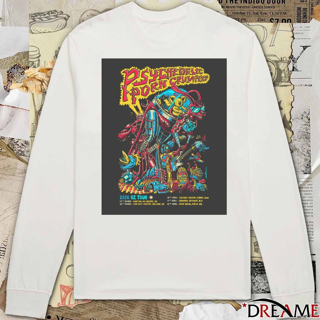 Poster Psychedelic Porn Crumpets Fall Tour 2026 27th March Croxton Melbourne VIC t-shirt