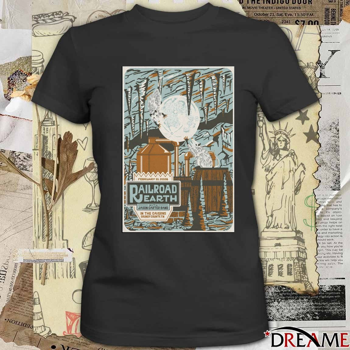 Poster Railroad Earth In The Caverns Grundy County TN February 21 2026 t-shirt