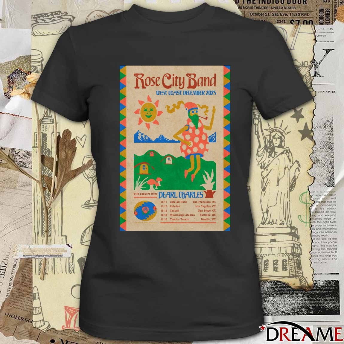 Poster Rose City Band 2025 West Coast December Tour t-shirt