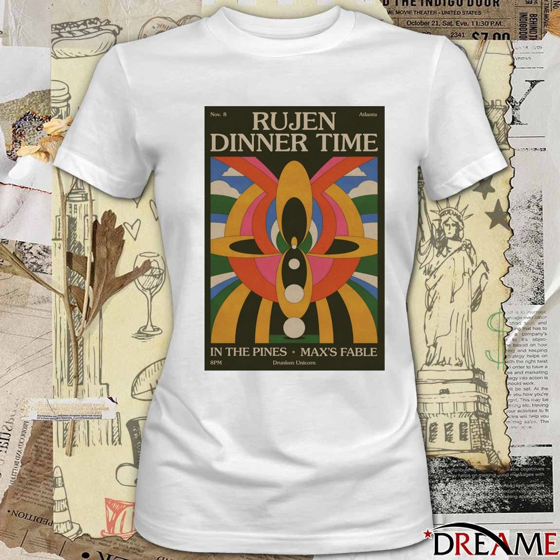 Poster Rujen Dinner Time November 8 2025 The Drunken Unicorn in Atlanta GA t-shirt