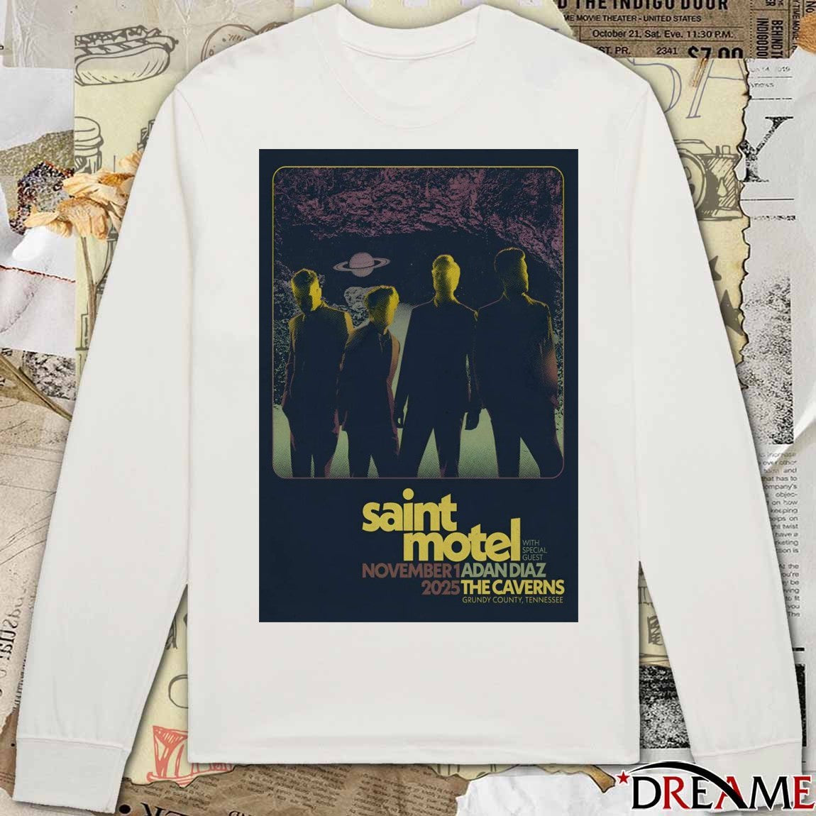 Poster Saint Motel Adan Diaz At The Caverns On November 1 2025 Grundy County TN t-shirt