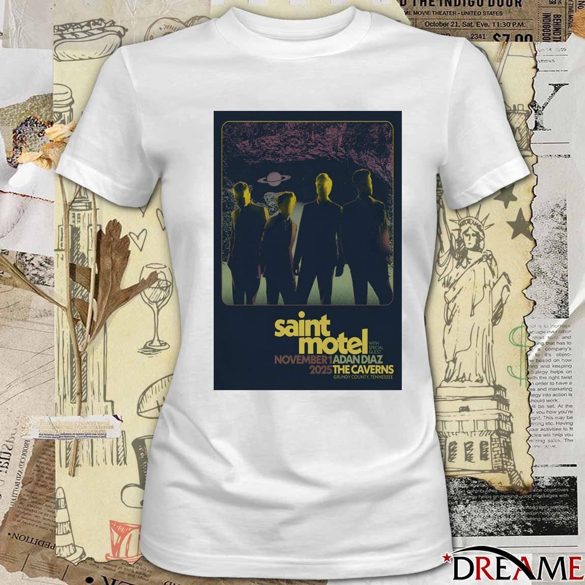 Poster Saint Motel Adan Diaz At The Caverns On November 1 2025 Grundy County TN t-shirt