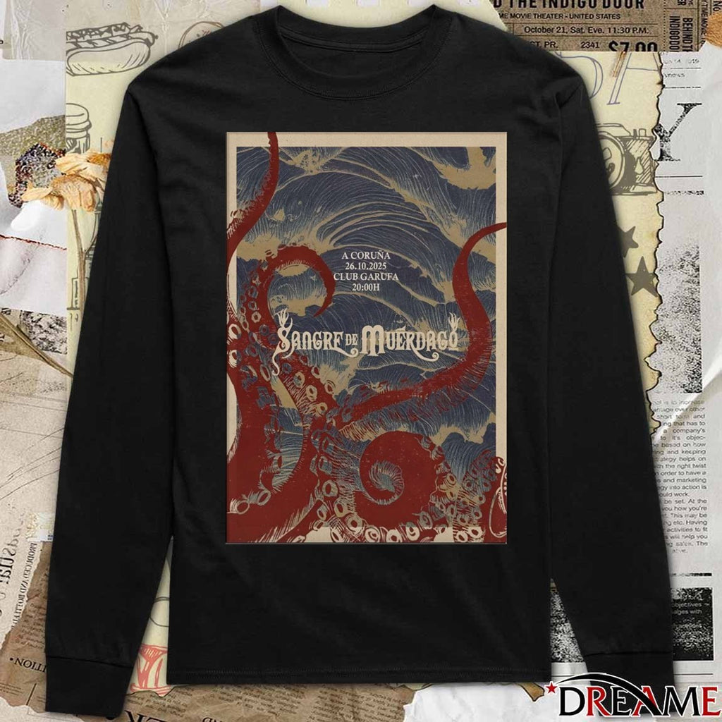 Poster Sangre de Muérdago October 26 2025 A Coruña Spain Club Garufa t-shirt