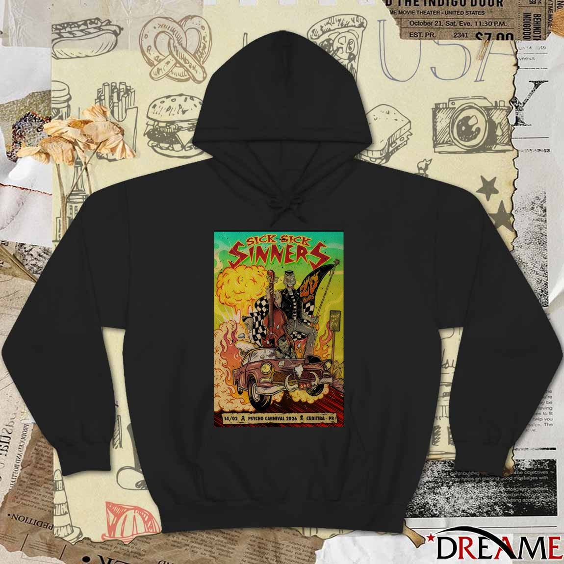 Poster Sick Sick Sinners February 14 2026 Psycho Carnival Curitiba PR t-shirt