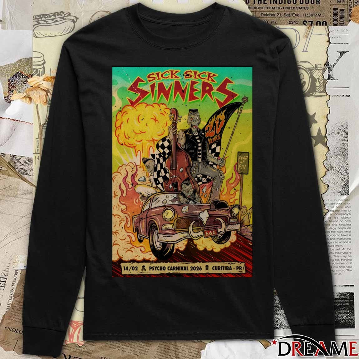 Poster Sick Sick Sinners February 14 2026 Psycho Carnival Curitiba PR t-shirt