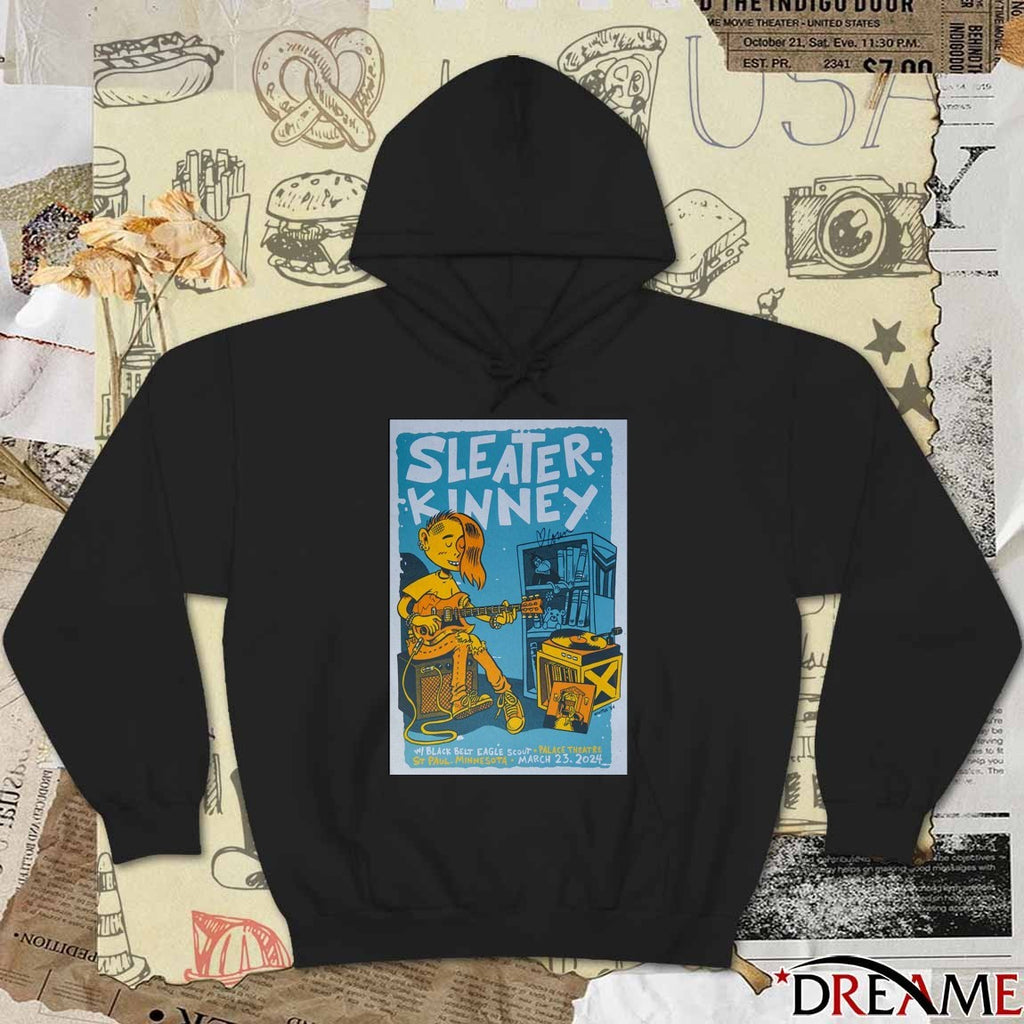 Poster Sleater-Kinney Palace March 23 2024 St Paul MN Theatre Signed t-shirt