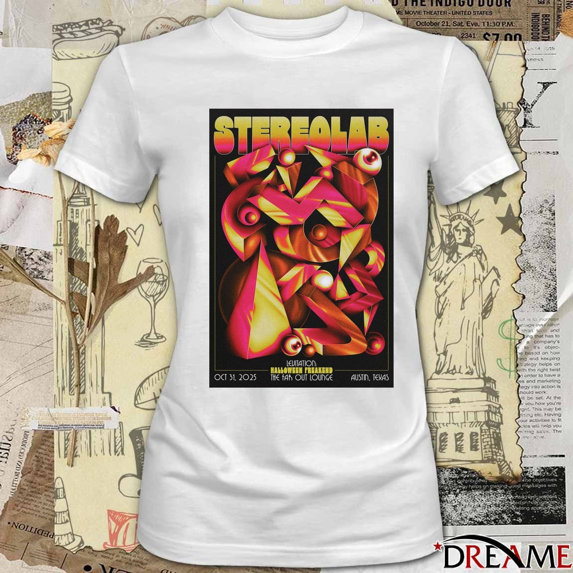 Poster Stereolab October 31 2025 The Far Out Lounge in Austin Texas t-shirt