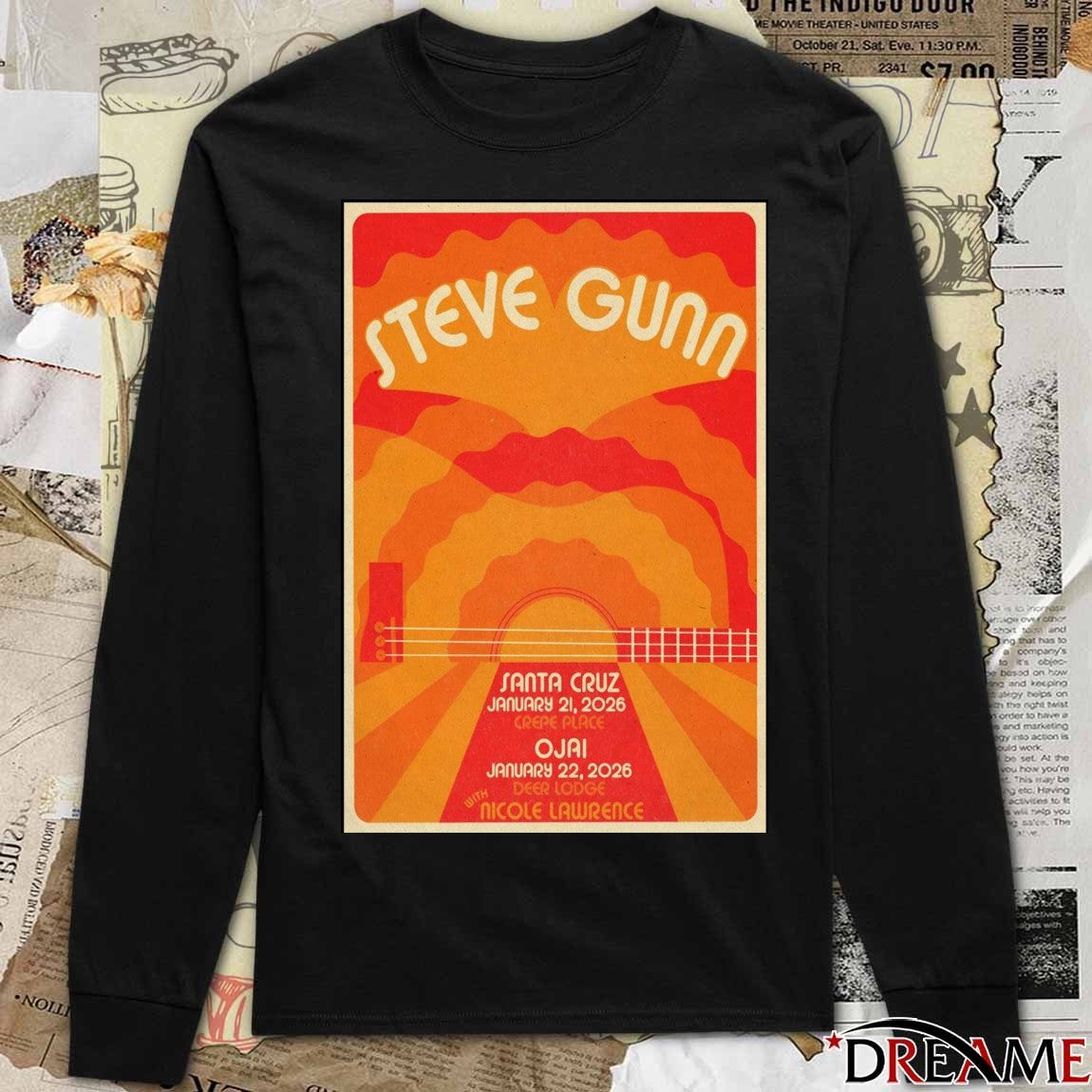 Poster Steve Gunn California 2026 January 21 – 22 Tour t-shirt