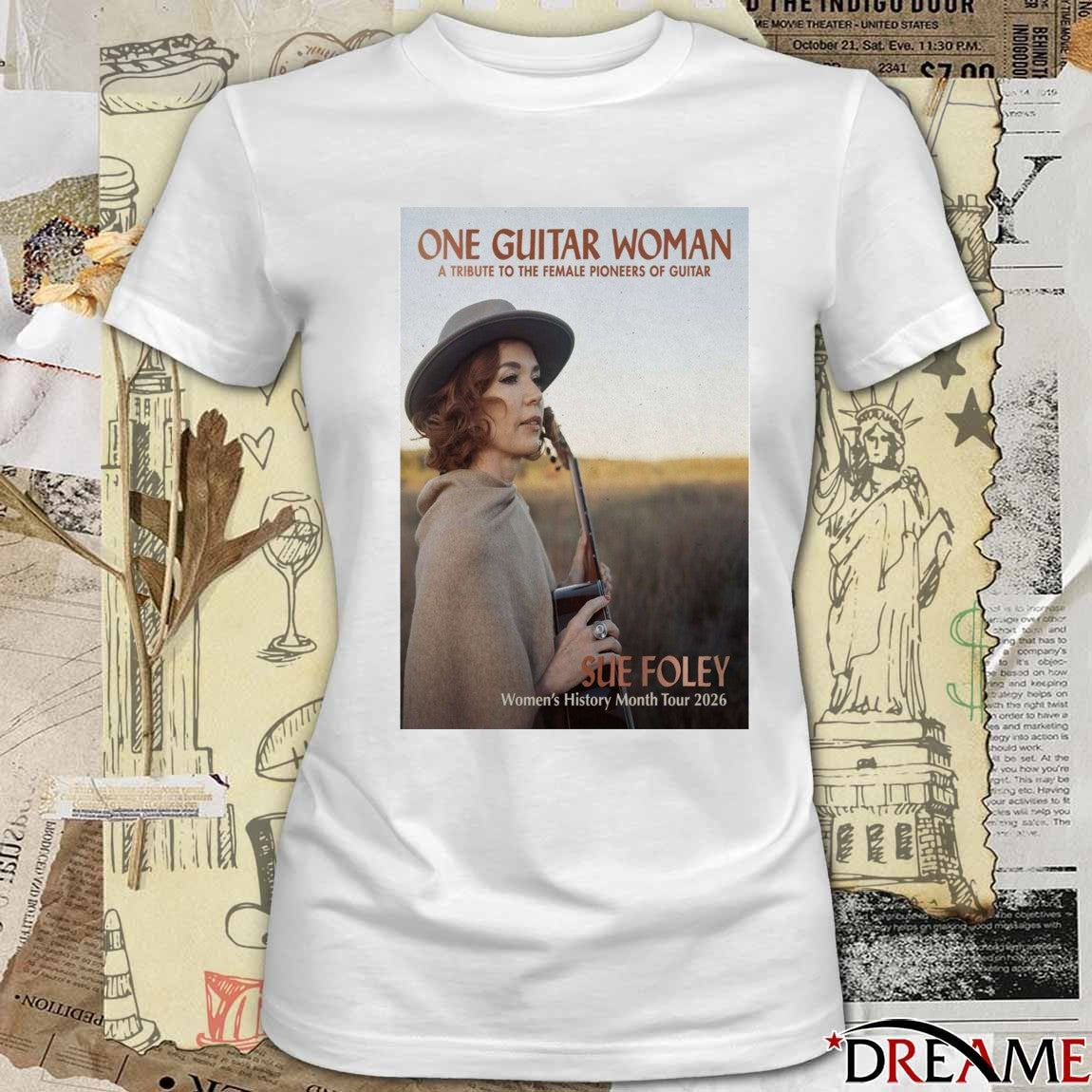 Poster Sue Foley One Guitar Woman Women’s History Month Tour 2026 t-shirt