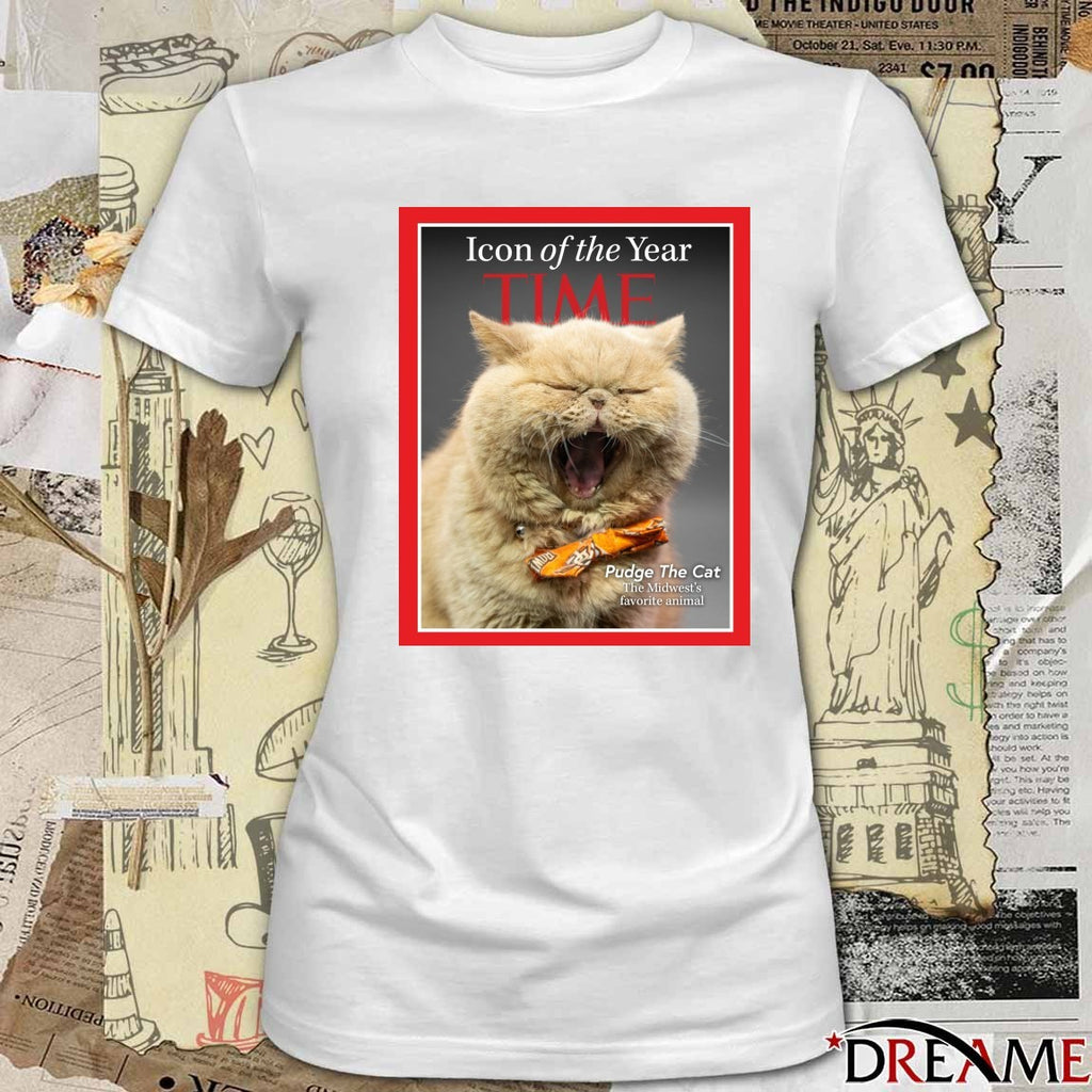 Poster TIME Icon Of The Year Pudge The Cat The Midwest’s Favorite Animal t-shirt