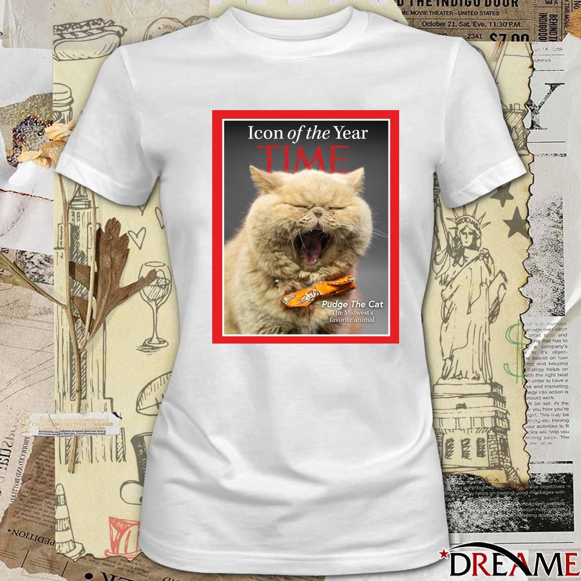 Poster TIME Icon Of The Year Pudge The Cat The Midwest’s Favorite Animal t-shirt