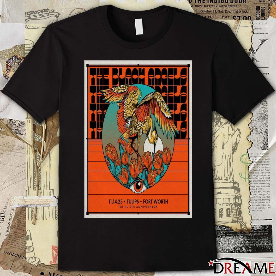 Poster The Black Angels Tulips Fort Worth TX November 14 2025 Tulips 5th Anniversary t-shirt