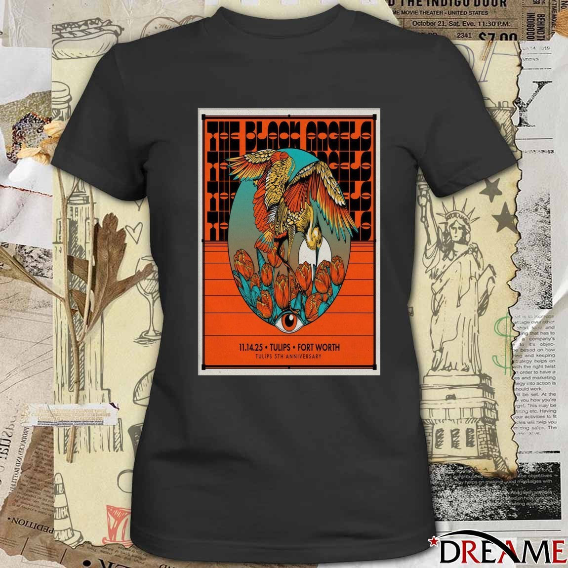 Poster The Black Angels Tulips Fort Worth TX November 14 2025 Tulips 5th Anniversary t-shirt