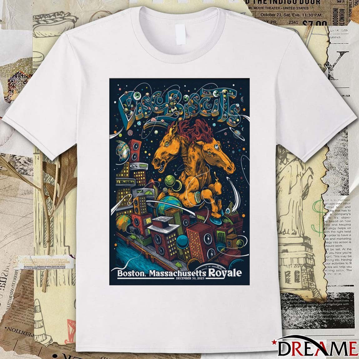 Poster The Disco Biscuits Event Boston MA On December 30 2025 Massachusetts Royale t-shirt