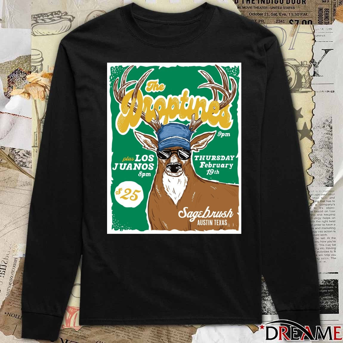 Poster The Droptines February 19 2026 Sagebrush in Austin TX t-shirt