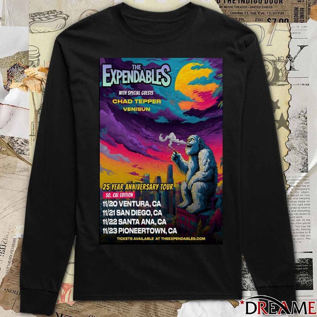 Poster The Expendables 25 Year Anniversary Tour November 20 – 23 2025 t-shirt