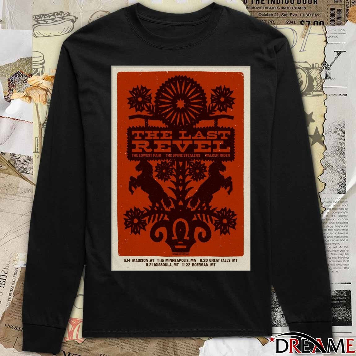 Poster The Last Revel The Lowest Pair The Spine Stealers Walker Rider November 14-22 Tour 2025 t-shirt