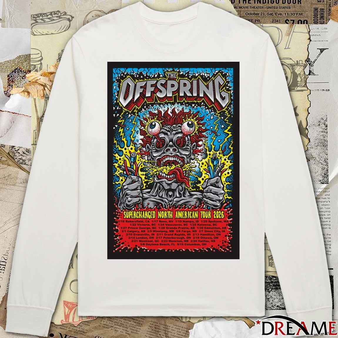 Poster The Offspring Supercharged North American Tour 2026 t-shirt