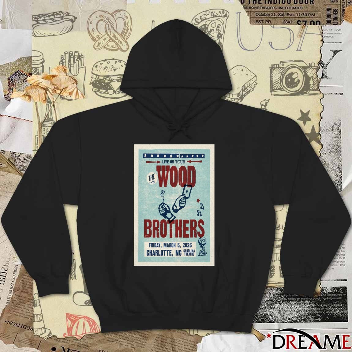 Poster The Wood Brothers March 6 2026 Charlotte NC Carolina Theatre t-shirt