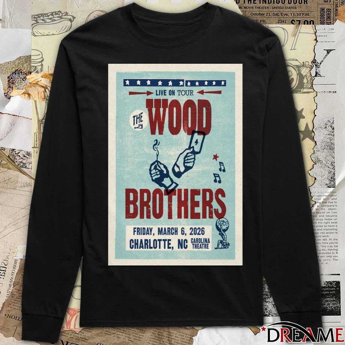 Poster The Wood Brothers March 6 2026 Charlotte NC Carolina Theatre t-shirt
