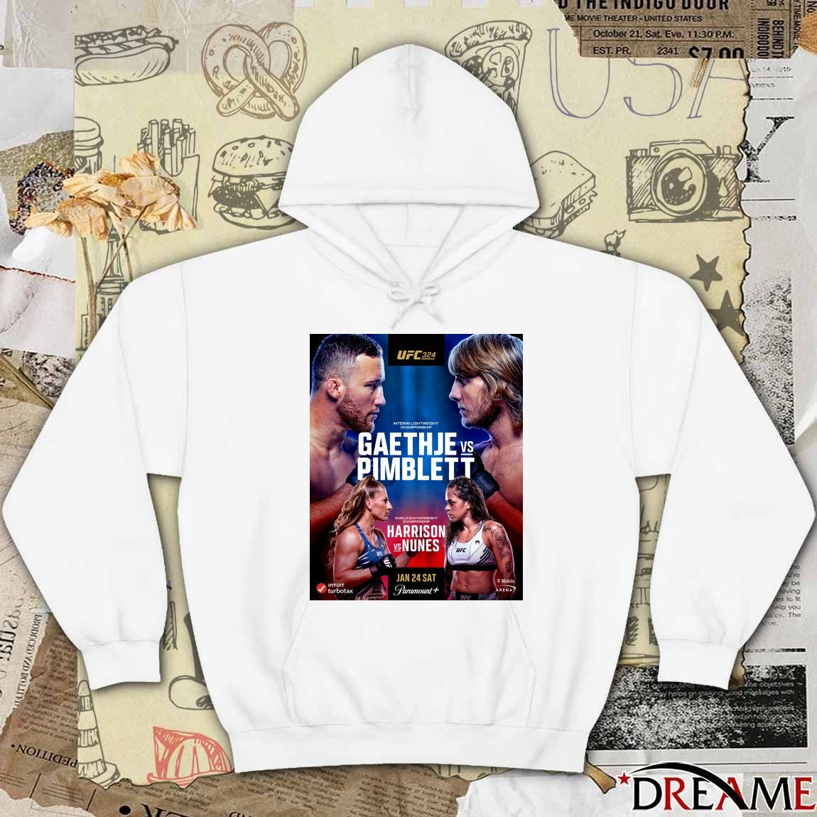 Poster UFC 324 Justin Gaethje Vs Paddy Pimblett, Kayla Harrison Vs Amanda Nunes January 24, 2026 t-shirt