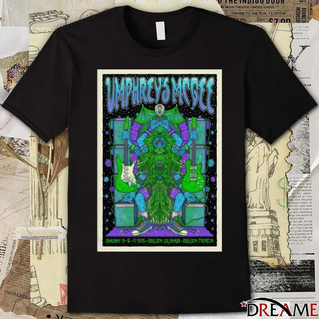 Poster Umphrey’s McGee January 15-17 2026 Boulder CO t-shirt