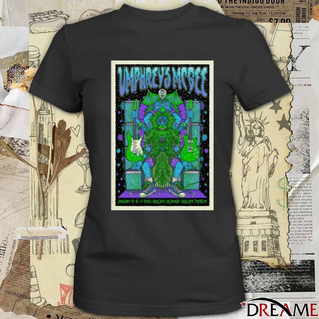 Poster Umphrey’s McGee January 15-17 2026 Boulder CO t-shirt